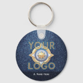 Geschäftslogo Fleet Büro Mitarbeiter Blau Glitter  Schlüsselanhänger (Vorderseite)