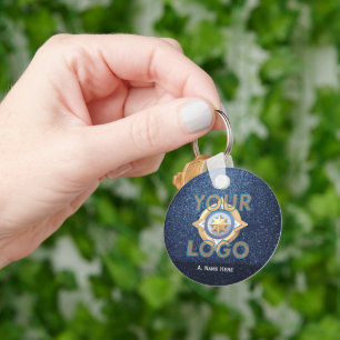 Geschäftslogo Fleet Büro Mitarbeiter Blau Glitter Schlüsselanhänger