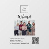 Geschäftslogo Foto Begrüßungszeiten QR-Code Fensteraufkleber (Blatt)