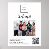 Geschäftslogo Foto Begrüßungszeiten QR-Code Poster (Vorne)