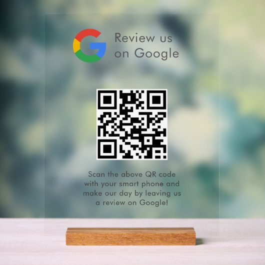 Geschäftslogo Google Bewertungen Website-Scan Acrylschild (Neutral)