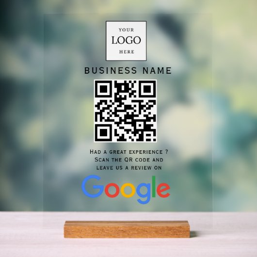 Geschäftslogo Google Bewertungen Website-Scan Acrylschild (Neutral)