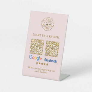 Geschäftslogo Google & Facebook Bewertungen QR-Cod Sockelschild