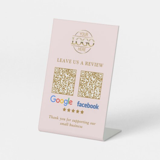 Geschäftslogo Google & Facebook Bewertungen QR-Cod Sockelschild (Vorderseite)