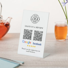 Geschäftslogo Google & Facebook Bewertungen QR Cod Sockelschild