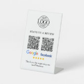 Geschäftslogo Google & Facebook Bewertungen QR Cod Sockelschild (Vorderseite)