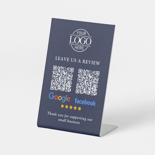Geschäftslogo Google & Facebook Bewertungen QR-Cod Sockelschild (Vorderseite)