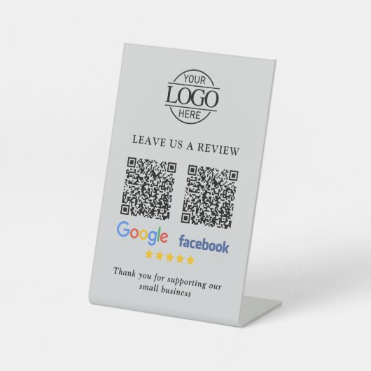 Geschäftslogo Google & Facebook Bewertungen QR Cod Sockelschild (Vorderseite)
