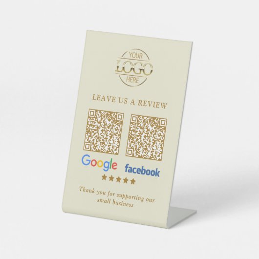 Geschäftslogo Google & Facebook Bewertungen QR-Cod Sockelschild (Vorderseite)