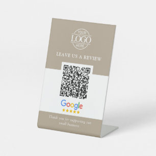 Geschäftslogo Google & Facebook Bewertungen QR-Cod Sockelschild