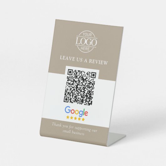 Geschäftslogo Google & Facebook Bewertungen QR-Cod Sockelschild (Vorderseite)
