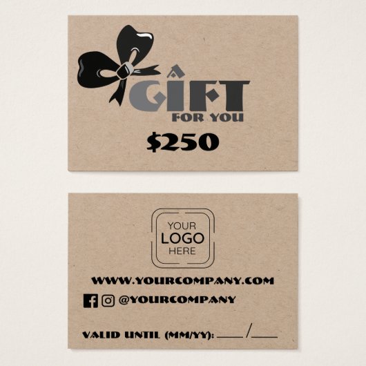 Geschäftslogo Individuelle Geschenkkarte (Vorne & Hinten)