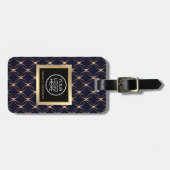 Geschäftslogo luxuriöses schwarzes Gold Metal-Mono Gepäckanhänger (Vorderseite horizontal)