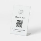 Geschäftslogo-Menü-QR-Code Modern Minimalistisch Sockelschild (Vorderseite)