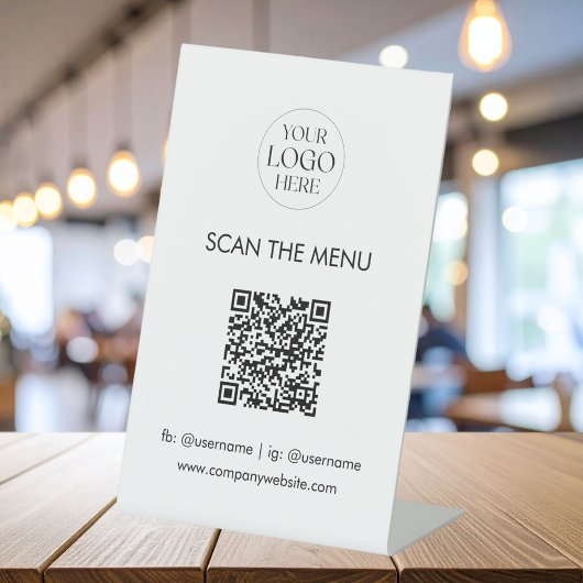 Geschäftslogo-Menü-QR-Code Modern Minimalistisch Sockelschild