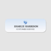 Geschäftslogo | Minimal blau Mitarbeiter Personal Namensschild (Vorderseite)