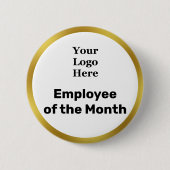 Geschäftslogo Mitarbeiter des Monats Weiß und Gold Button (Vorderseite)