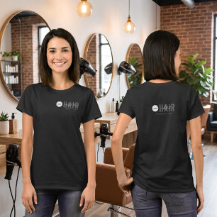 Geschäftslogo Mitarbeiter Name Schwarze Hairstylis T-Shirt