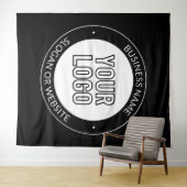 Geschäftslogo oder Design & bearbeitbarer Textbaus Wandteppich (Beispiel (Horizontal))
