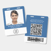 Geschäftslogo QR-Code Barcode Blau Fotoausweis Ausweis (Vorder- & Rückseite)