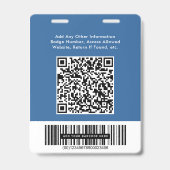 Geschäftslogo QR-Code Barcode Blau Fotoausweis Ausweis (Rückseite)