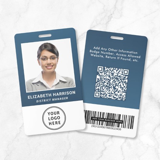 Geschäftslogo QR-Code Barcode Blau Fotoausweis Ausweis