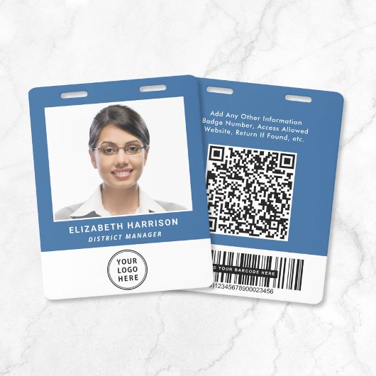 Geschäftslogo QR-Code Barcode Blau Fotoausweis Ausweis