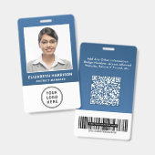 Geschäftslogo QR-Code Barcode Blau Fotoausweis Ausweis (Vorder- & Rückseite)