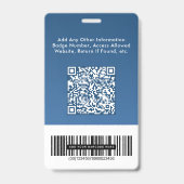 Geschäftslogo QR-Code Barcode Blau Fotoausweis Ausweis (Rückseite)