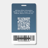 Geschäftslogo QR-Code Barcode Blau Fotoausweis Ausweis (Rückseite)