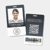 Geschäftslogo QR-Code Barcode Foto-ID Ausweis (Vorder- & Rückseite)