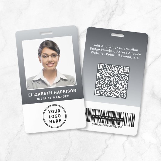 Geschäftslogo QR-Code Barcode Grau Fotoausweis Ausweis