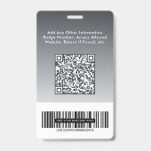 Geschäftslogo QR-Code Barcode Grau Fotoausweis Ausweis (Rückseite)