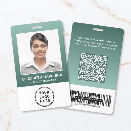 Geschäftslogo QR-Code Barcode Grün Fotoausweis Ausweis