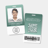 Geschäftslogo QR-Code Barcode Grün Fotoausweis Ausweis (Vorder- & Rückseite)