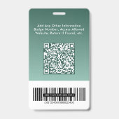 Geschäftslogo QR-Code Barcode Grün Fotoausweis Ausweis (Rückseite)