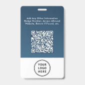 Geschäftslogo QR-Code Blau Mitarbeiterausweis Foto Ausweis (Rückseite)
