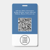 Geschäftslogo QR-Code Blau Mitarbeiterausweis Foto Ausweis (Rückseite)