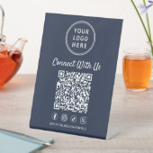 Geschäftslogo QR-Code Blau Tischplatte Sockelschild (In Situ)