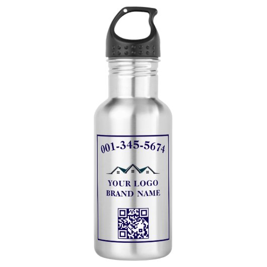 Geschäftslogo QR-Code Branding Förderung Edelstahlflasche (Vorderseite)