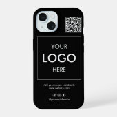 Geschäftslogo QR-Code Branding Schwarzes iPhone Ca 15 Hülle (Rückseite)