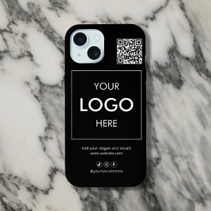 Geschäftslogo QR-Code Branding Schwarzes iPhone Ca 15 Hülle
