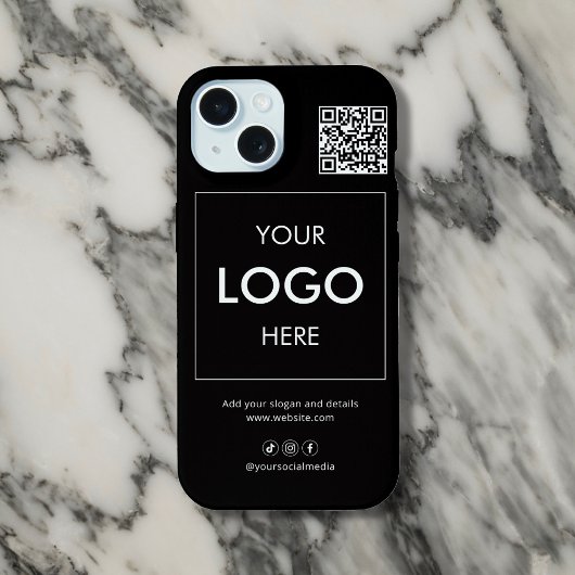 Geschäftslogo QR-Code Branding Schwarzes iPhone Ca 15 Hülle