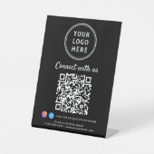 Geschäftslogo QR-Code-Connect mit uns Tischaufstel Sockelschild (Vorderseite)