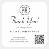 Geschäftslogo QR-Code Danke Quadratischer Aufkleber (Vorderseite)