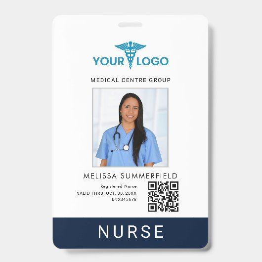 Geschäftslogo QR-Code Krankenschwester Foto-ID hin Ausweis (Vorderseite)