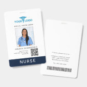 Geschäftslogo QR-Code Krankenschwester Foto-ID hin Ausweis (Vorder- & Rückseite)