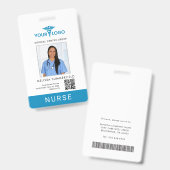 Geschäftslogo QR-Code Krankenschwester Mitarbeiter Ausweis (Vorder- & Rückseite)