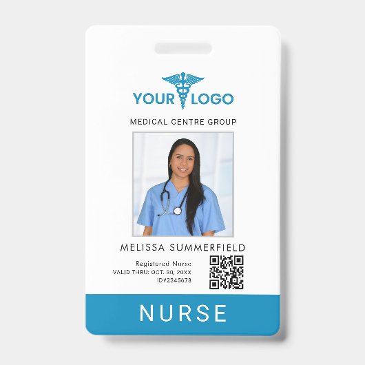 Geschäftslogo QR-Code Krankenschwester Mitarbeiter Ausweis (Vorderseite)