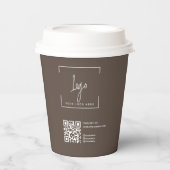 Geschäftslogo QR-Code Modern Braun Corporate Pappbecher (Vorderseite)